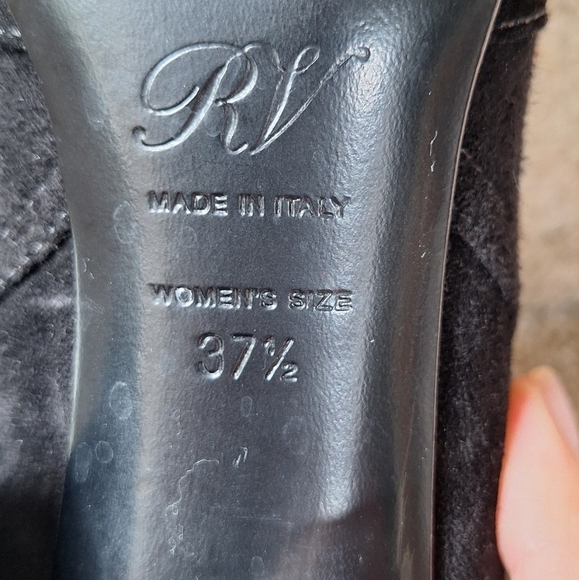 Roger Vivier black suede booties Square Toe Block Heel Buckle Womens Size 37.5 - Picture 8 of 9